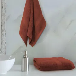 Sassoon Rust Coloured 2-Pcs Pure Cotton Hand Towels-14