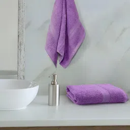 Sassoon 2-Pcs Purple 2-Pcs Pure Cotton Hand Towels-12