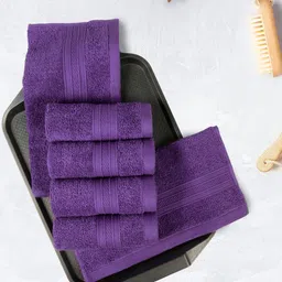 MYTRIDENT Purple 6 Pieces Cotton Soft Comfort 500 GSM Reversible Face Towel-image-90