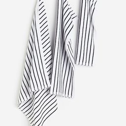 H&M White & Blue Striped Hand Towel-3