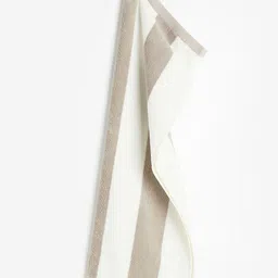 H&M White & Beige Pure Cotton Striped Hand Towel-27
