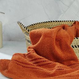 Fabindia Ayan Rust Orange Woven 380 GSM Cotton Hand Towel-43