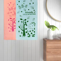 FABINALIV Pink & Green 2 Pieces Printed Cotton 300 GSM Bath Towel-26