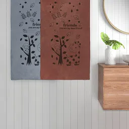 FABINALIV Unisex Kids Grey & Brown 2 Pieces Printed Cotton Bath Towels-8