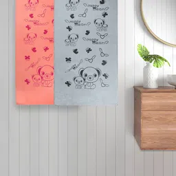 FABINALIV Kids Grey & Orange 2 Pieces Printed Cotton 300 GSM Bath Towel-62