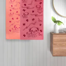 FABINALIV Kids Pink & Orange 2 Pieces Printed Cotton 300 GSM Bath Towel-image-96