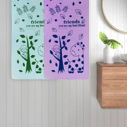 FABINALIV Unisex Kids Purple and Green 2 Pieces Cotton Printed 300 GSM Bath Towels-image-46