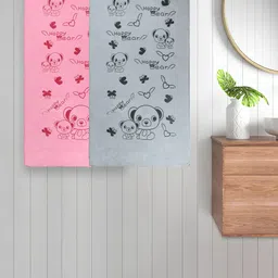 FABINALIV Grey & Pink 2 Pieces Cartoon Printed Cotton 300 GSM Kids Bath Towels-32