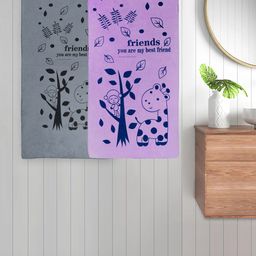 FABINALIV Unisex Kids Grey and Purple 2 Pieces Cotton 300 GSM Bath Towels-0