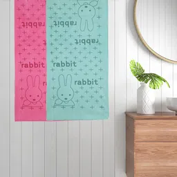 FABINALIV Kids Pink & Green 2 Pieces Printed Cotton 300 GSM Bath Towel-image-94