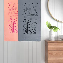 FABINALIV Kids Pink & Grey 2 Pieces Printed Cotton Bath Towels-24