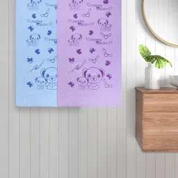 FABINALIV Blue & Purple 2 Pieces Printed 300 GSM Cotton Bath Towels-image-93