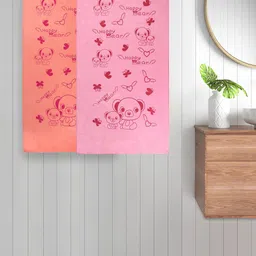 FABINALIV Pink & Orange 2 Pieces Printed 300 GSM Cotton Bath Towels-62