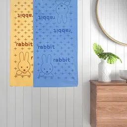 FABINALIV Kids Yellow & Blue 2 Pieces Printed Cotton 300 GSM Bath Towel-14