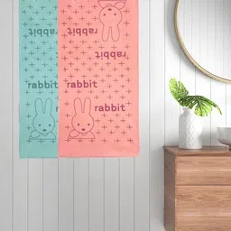 FABINALIV Set Of 2 Cartoon Print 300 GSM Cotton Kids Bath Towels-27