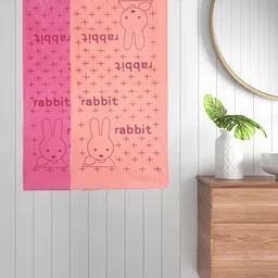 FABINALIV Pink & Orange 2 Pieces Printed 300 GSM Cotton Bath Towels-64