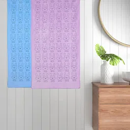 FABINALIV Kids Blue & Purple 2 Pieces Printed Cotton Bath Towels-24