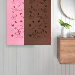 FABINALIV Kids Brown & Pink 2 Pieces Printed Cotton 300 GSM Bath Towel-27