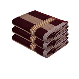 Kuber Industries Maroon & Beige 3 Pieces Striped 150 GSM Quick Dry Shower Towel-image-35