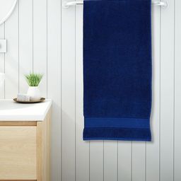 SPACES Blue Solid Cotton High Absorbency 550 GSM Towel Set-49
