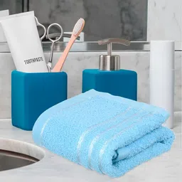Kuber Industries 5 Pieces Blue Pure Cotton 380 Lining Face Towels-57