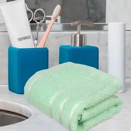 Kuber Industries 5 Pieces Green & Pink Pure Cotton 380 Lining Face Towels-21