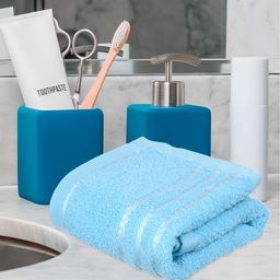 Kuber Industries 5 Pieces Peach Coloured & Blue Pure Cotton 380 Lining Face Towels-10