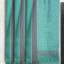 Athom Trendz Set Of 3 Turquoise Blue & Grey Woven-Design Pure Cotton 210 GSM Lightweight Bath Towels-47