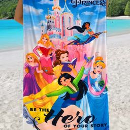 Disney Blue & Pink 1 Printed Cotton 350 GSM Bath Towel-31