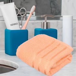 Kuber Industries 4 Pieces Green & Peach-Coloured Pure Cotton 380 Lining Face Towels-15