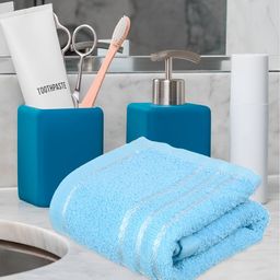 Kuber Industries Green & Blue 5 Pieces Pure Cotton Highly Absorbent Face Towels-41