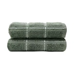MYTRIDENT 2-Pcs Castor Grey Patterned Pure Cotton Hand Towel-16