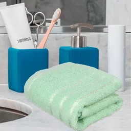 Kuber Industries 5 Pieces Green Pure Cotton 380 Lining Face Towels-16