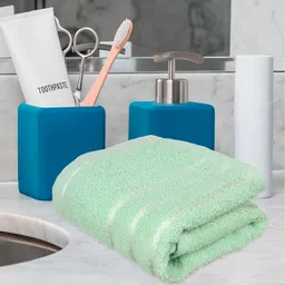 Kuber Industries 4 Pieces Peach Coloured & Green Pure Cotton 380 Lining Face Towels-93