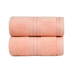 MYTRIDENT Classic 2 Pieces Peach Colored 525 GSM Pure Cotton Super Soft Hand Towels-image-97