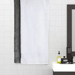 SPACES White & Grey Set of 2 Cotton 600GSM Bath Towels-53