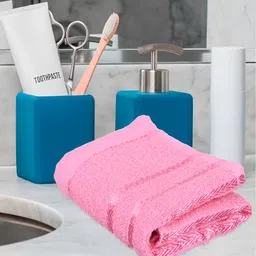 Kuber Industries Pink & Blue 5 Pieces Pure Cotton Highly Absorbent Face Towels-image-88