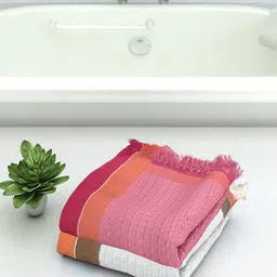 Athom Trendz Set Of 2 Striped 100% Premium Cotton 210 GSM Lightweight Quick-Dry & High Absorbant Bath Towels-16