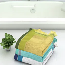 Athom Trendz Set of 3 Striped Pure Cotton 210 GSM Bath Towels-41