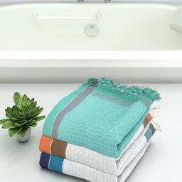 Athom Trendz Set Of 3 Striped Pure Cotton 210 GSM Bath Towels-49