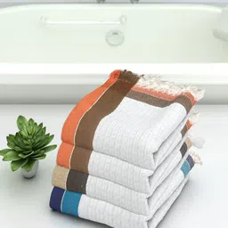 Athom Trendz Set Of 4 Striped Pure Cotton 210 GSM Bath Towels-57
