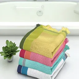 Athom Trendz Multi Set of 4 Cotton Bath Towels-17