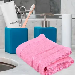 Kuber Industries 5 Pieces Pink & Green Pure Cotton 380 Lining Face Towels-91