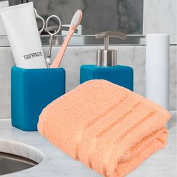 Kuber Industries 5 Pieces Peach-colored & Brown Pure Cotton 380 Lining Face Towels-15