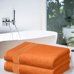 Kuber Industries Set Of 2 Orange Solid 500 GSM Bath Towels-83