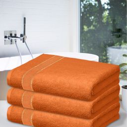 Kuber Industries Set Of 3 Orange Solid 500 GSM Bath Towels-11