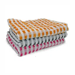PRAKARTIK 3-Pcs Pink & Yellow Checked Pure Cotton Kitchen Towels-19