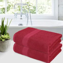 Bedspun Red 2 Pieces 350 GSM Bath Towels-picture-17