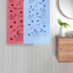 FABINALIV Unisex Kids Blue and Red 2 Pieces Cotton 300 GSM Bath Towels-4