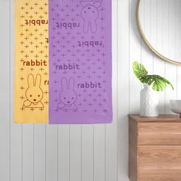 FABINALIV Yellow & Purple 2 Pieces Cartoon Printed Cotton 300 GSM Kids Bath Towels-13